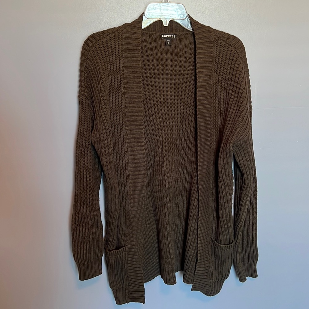 Express Olive Green Crochet Style Cardigan
